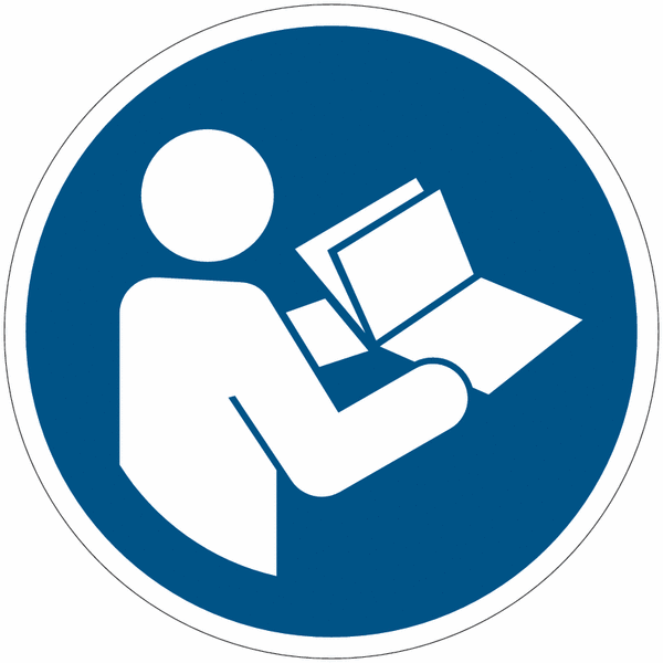 Informazioni utili omino colore blu con libro in mano